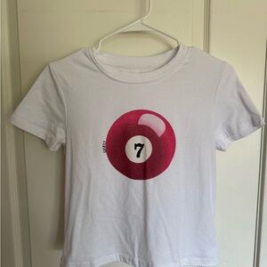 White Crop Top with Red Graphic